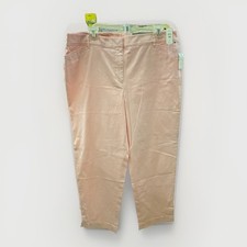 NWT TALBOTS Womens 14 The Perfect Crop Pants Pink Slim Leg Sits at Waist Cotton