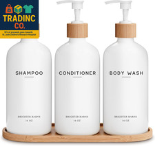 White Shampoo and Conditioner Dispenser Set by - Shower Dispenser - Shampoo Con