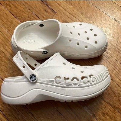 Crocs Womens Baya Platform Clog Sandals Lightweight  White Size 10 Women