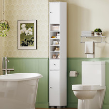 Bathroom Cabinet, Narrow Bathroom Storage Cabinet with 5 Adjustable Shelves Dr