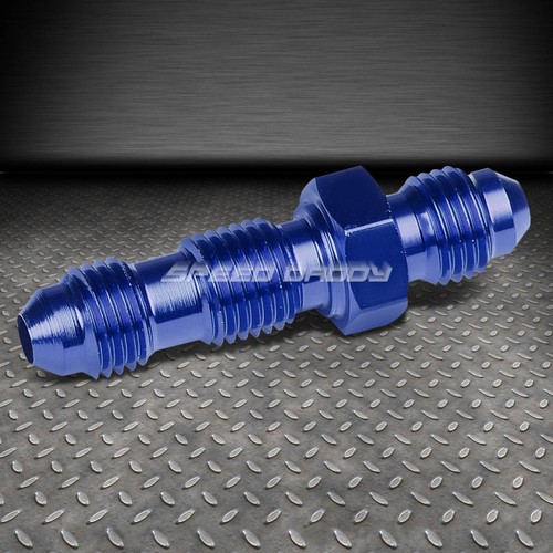 3AN AN-3 3/8" MALE THREAD STRAIGHT BULKHEAD FLARE BLUE ALUMINUM FINISH FITTING
