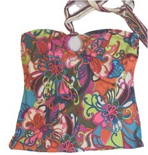 Trina Turk Swim Tankini Sz 10 Multicolor Signed Trina Halter Lined Bralette