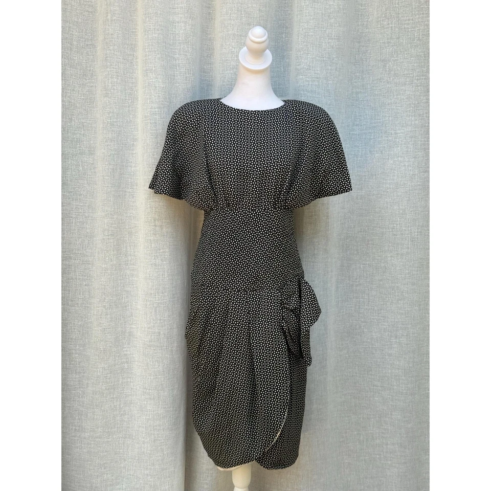 1990 Saint Romei black white polka dot silk short sleeve mini dress - Image 2 of 4