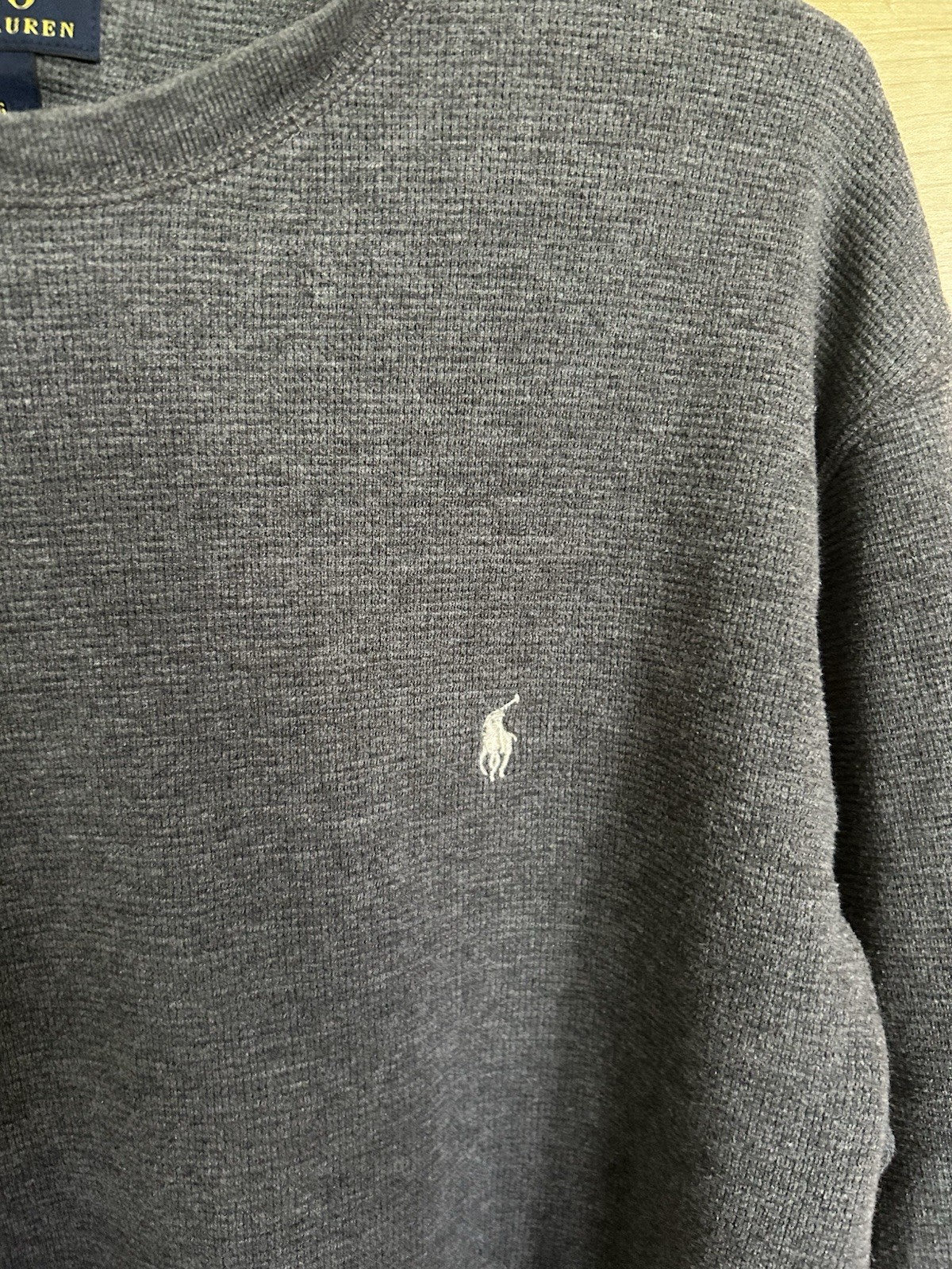 Polo Ralph Lauren camicia termica uomo grande grigia manica lunga bianca logo pony
