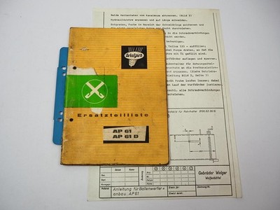 Welger AP 61 61D Collection Press Spare Parts List Mounting Instructions Bale Launcher