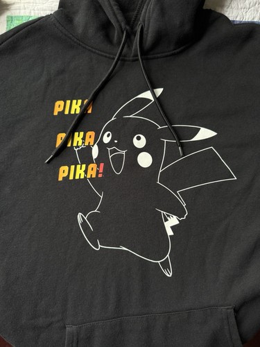 Pokemon Pikachu Pika Pika Pika! Black Hoodie Size Large