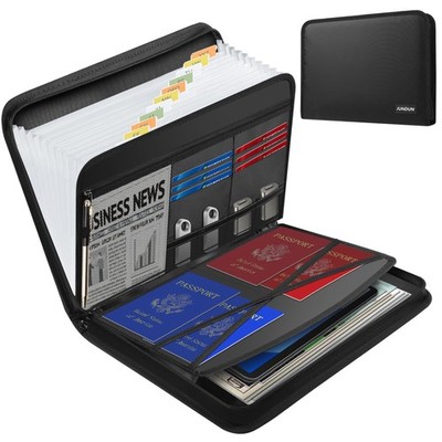 JUNDUN Accordion File Organizer - Fireproof Folder with L, Black 