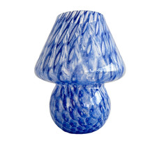Murano Style Blue Art Glass Mushroom Shape Swirls Blown Glass Decor 8.75" Tall