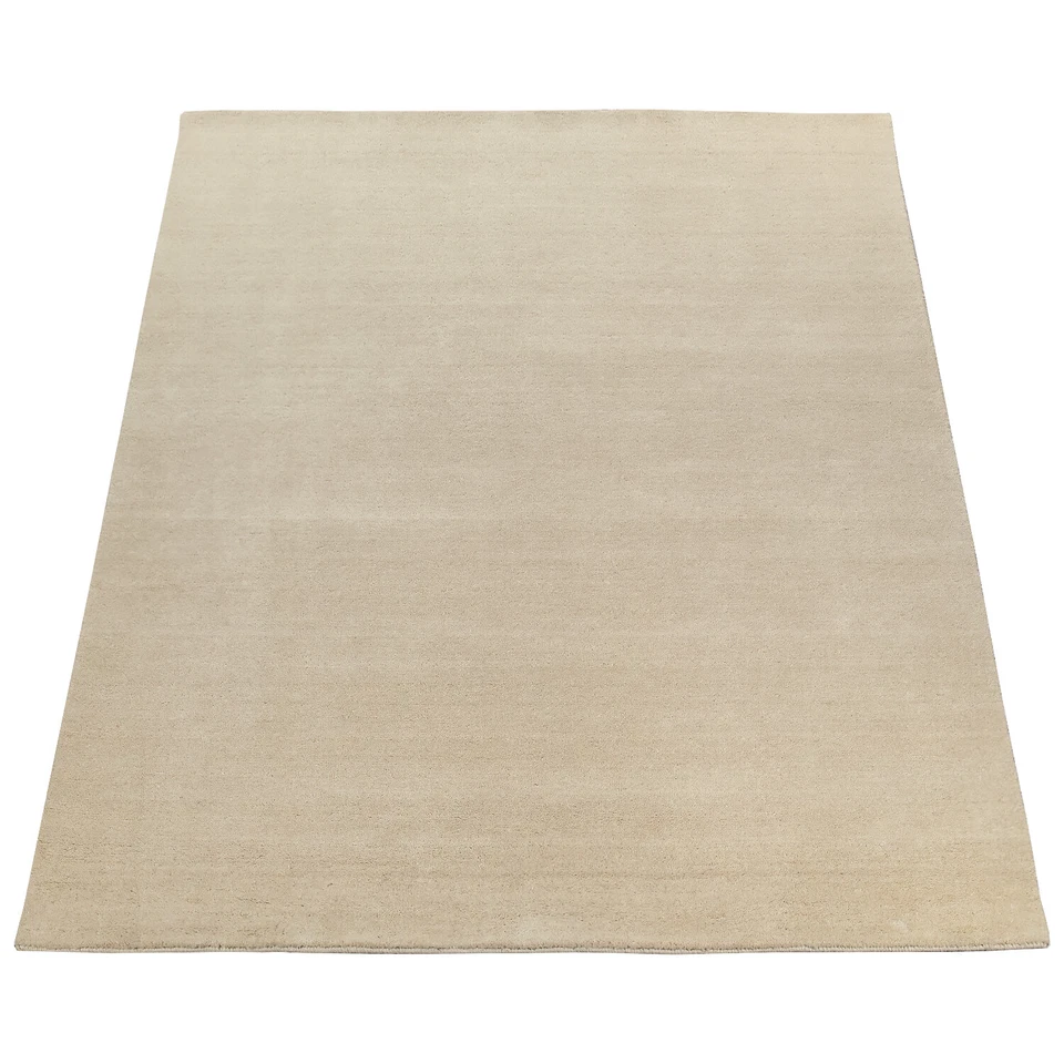 Teppich Handgeknotet Gabbeh Hochwertig 100% Wolle Dezent Meliert Uni Creme - Bild 4 von 4