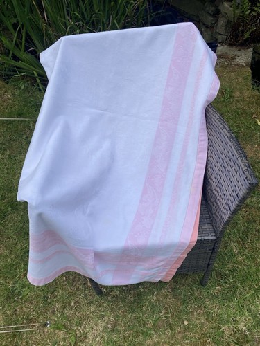 Vintage Rosa Weiß Damast Tischdecke Schottisches Distel Design 140cm/42" Quadrat - Bild 2 von 9