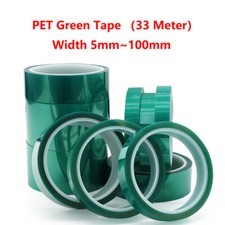   5mm 100mm  High Temperature Heat Resistant Insulation PET Green Tape  33 Meter  