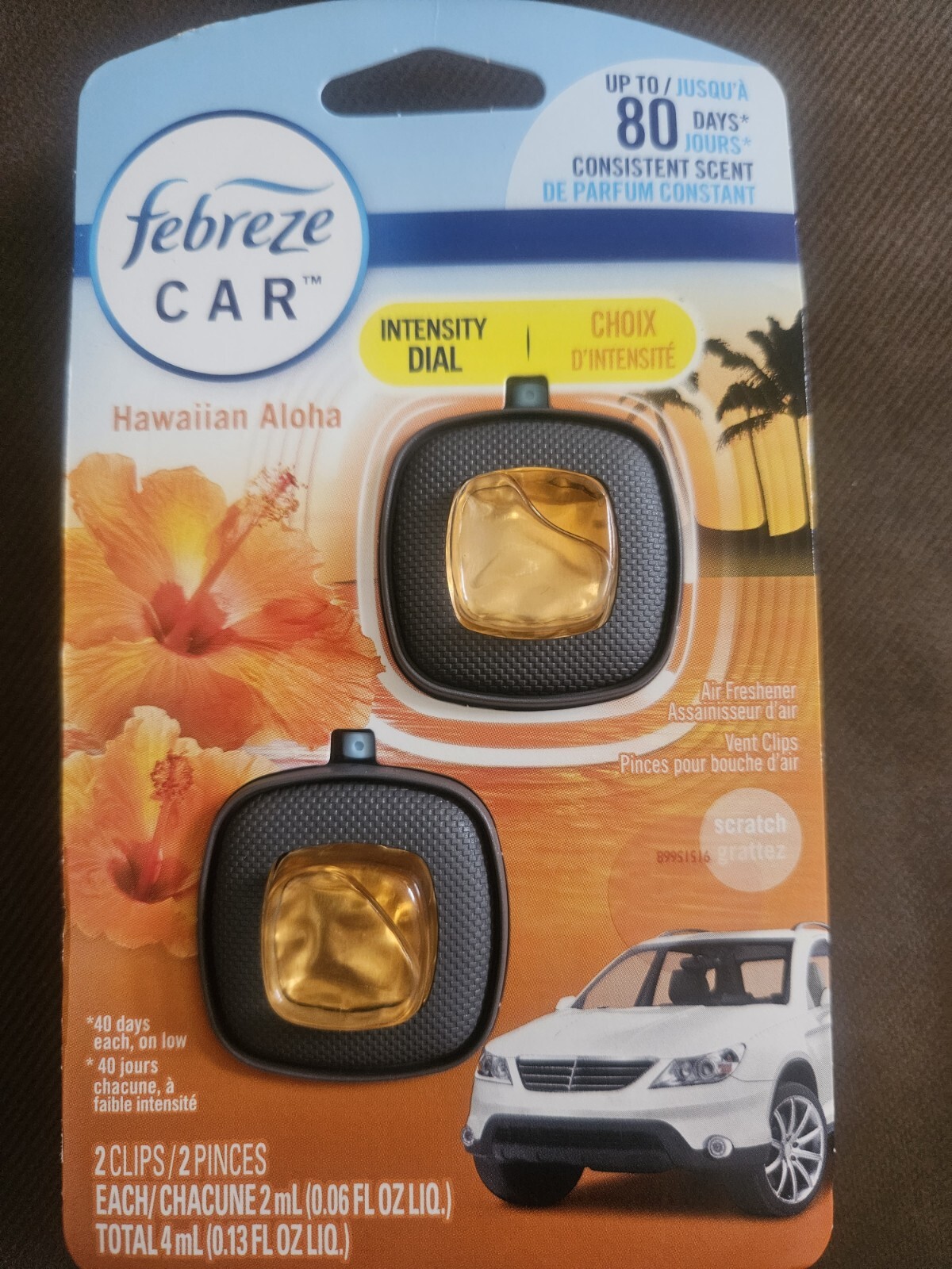 Febreze Car Air Freshener Vent Clip, Hawaiian Aloha Scent 0.06 fl oz