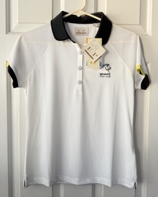 EP pro tour tech women size S white multi domino effect wildhorse golfclub shirt
