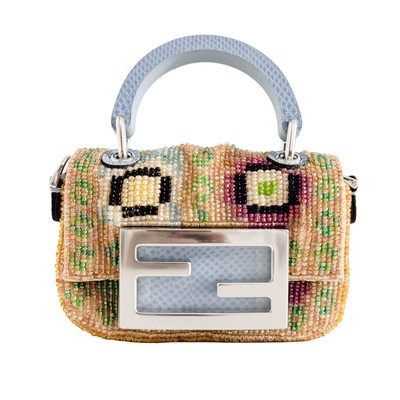 FENDI Nano Baguette Charm Multicolour Beaded Mini Bag (Without  