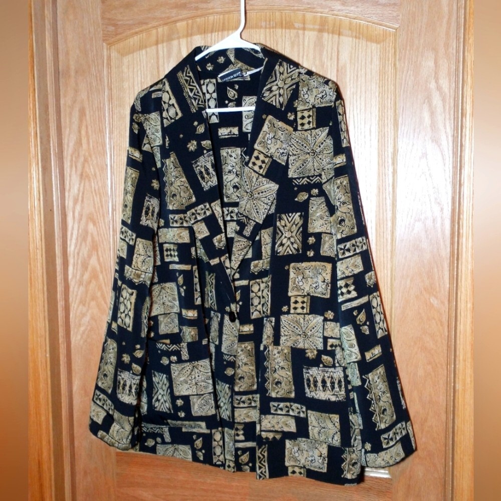 Vintage Fashion Bug black and tan light weight blazer size 18/20