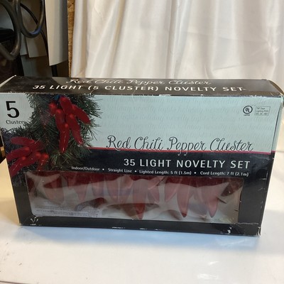 ed chili pepper cluster 35 light novelty set indoor/outdoor 5ft length new
