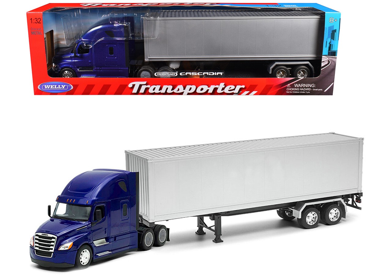 Freightliner Cascadia Truck Blue with Gray Container
