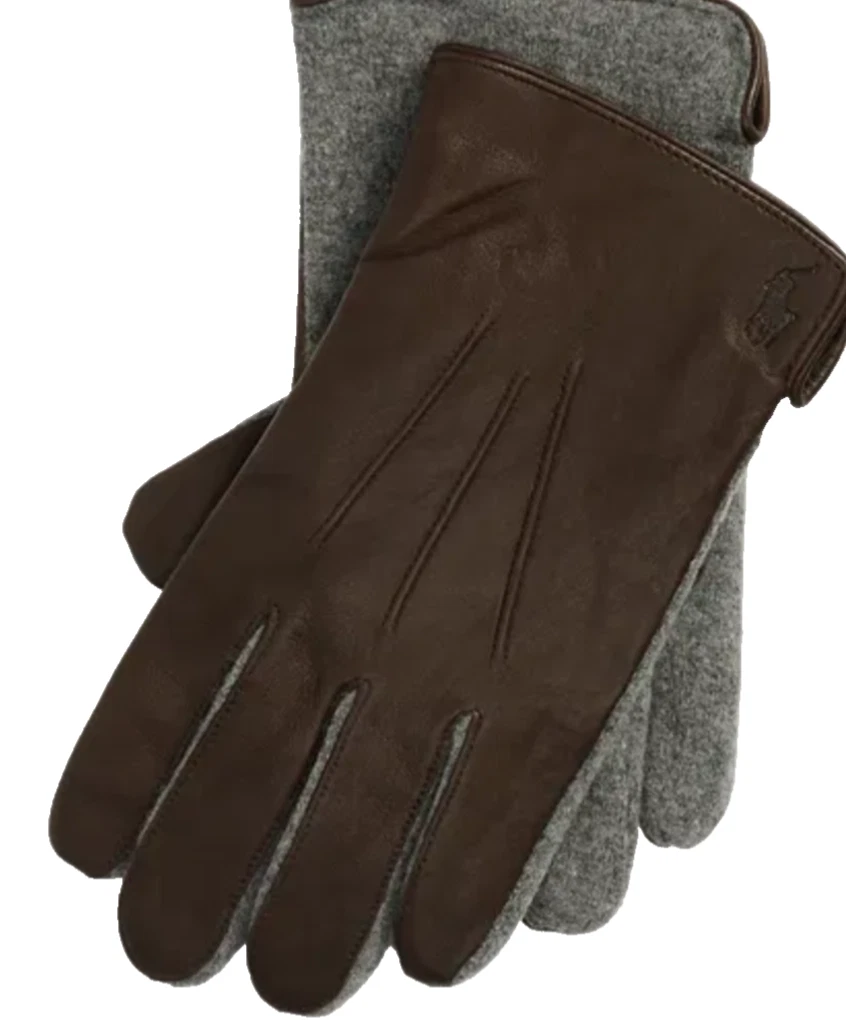 POLO RALPH LAUREN BROWN LEATHER TOUCH SCREEN GLOVES SIZE M BNWT