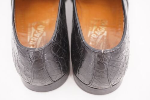 $2650 | MOCASÍN SALVATORE FERRAGAMO 8 D COCODRILO NEGRO CENTAVO PUNTA DIVIDIDA ITALIA - Imagen 7 de 19