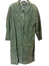 Centigrade Women's Dark Green Genuine Suede Leather Long Coat Size 1x