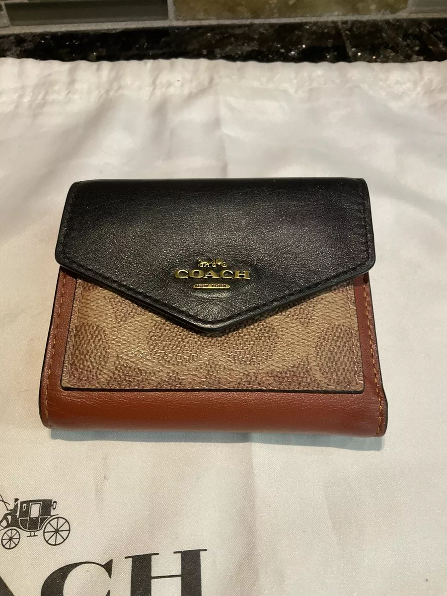 COACH Trifold Small Wallet Signature Leather Colorblock 32610