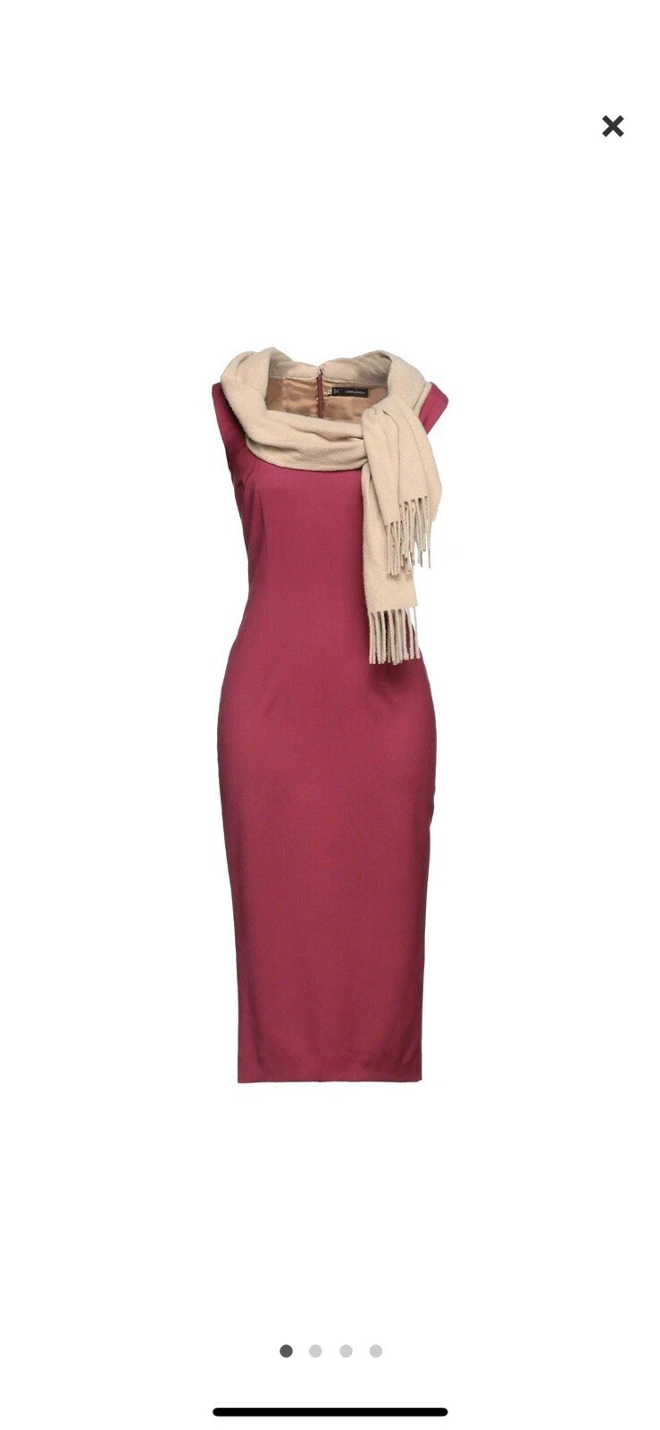 DSQUARED2 Dsquared 2 Abito Vino Rosso Sabbia Sciarpa Lana Morbida Attaccata Tg 40