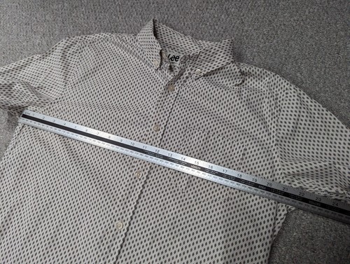 LEE Premium Herren weiß kurzärmelig Baumwolle Stretch Freizeit Button Down Shirt - M - Bild 4 von 13