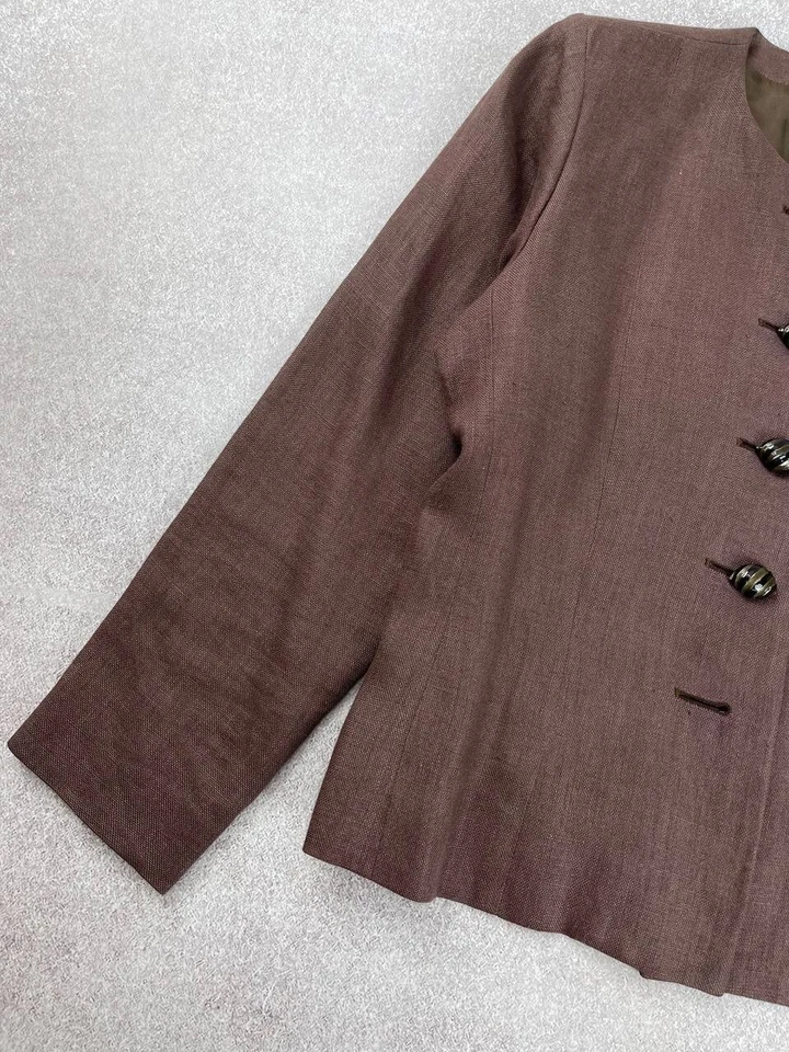Yves Saint Laurent Vintage Rive Gauche Linen Blazer Jacket Women’s Size 44 - Image 4 of 4