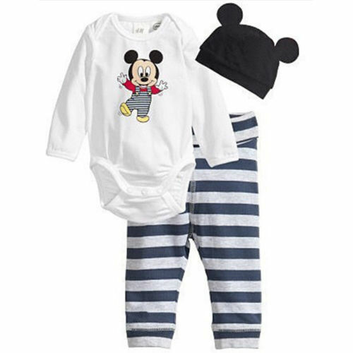 Newborn Baby Boy Girls Disney Mickey Mouse Romper Tops Pants Winter Outfits Set- - Picture 13 of 20