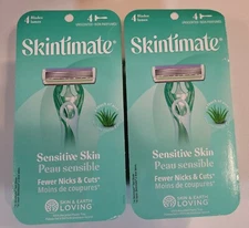 (2) Skintimate Sensitive Skin Women's 4 Blade Disposable Razors 8 Total 