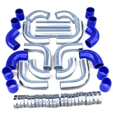 2.5" Universal 12Pcs Intercooler Piping Kit+ Blk Coupler T-Bolt Clamp Blue 