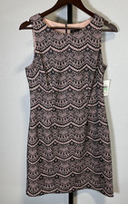 NWT Jessica Simpson Womens Black Lace Overlay Pink Lining Sheath Dress 8