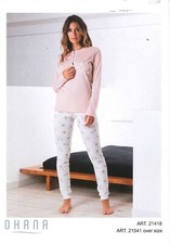 WOMEN GIRL PYJAMAS SERAPHIM PURE COTTON FLOWERS CUFFS OHANA ART. 21418