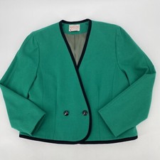 Vintage Pendleton Blazer Women s 14P Virgin Wool PETITE Green Jacket Coat
