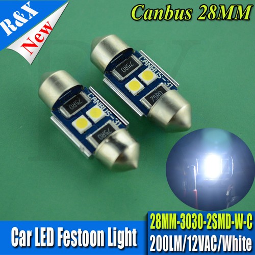 Pair Super Bright White CANBUS 200LM 3030 2 SMD LED Festoon 27mm 28mm Japan car - Picture 5 of 7