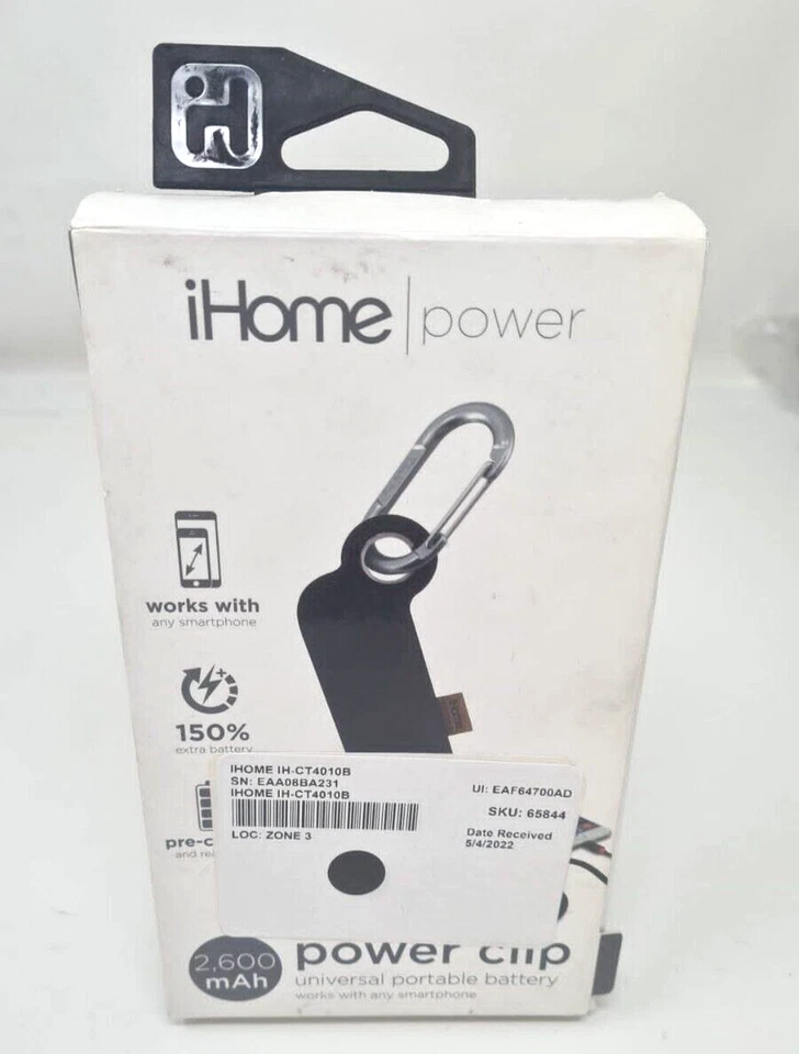 iHome Power Clip Universal Portable Charger External Battery Powerbank 2600mAh - Image 3 of 4