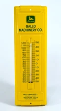 John Deere Farm Tractor Metal Thermometer Gallo Machinery Co AZ Advertising