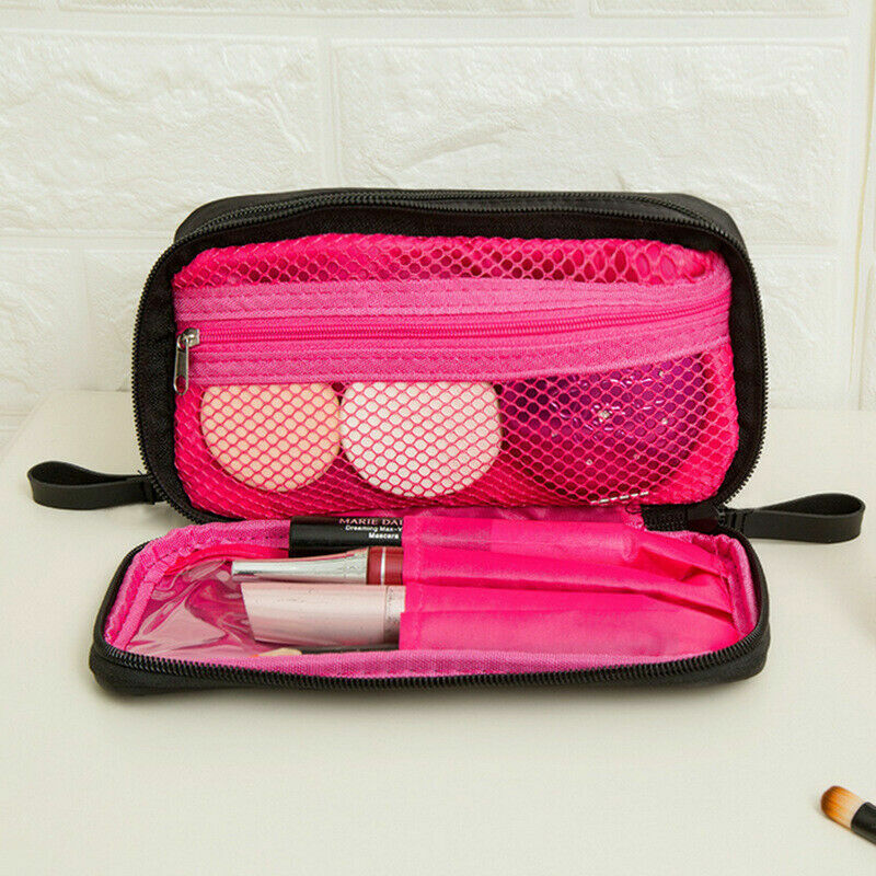 HnoonZ Cousin-Geschenkset – Make-up-Tasche & Spiegel, Rosa, Aus Leinen-Baumwolle, Wasserabweisend, 19x25 Cm
