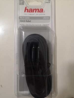 Hama Computer Klinke-Cinch Anschlusskabel 3,5mm Jack/2xRCA M/M Schwarz 5m OVP