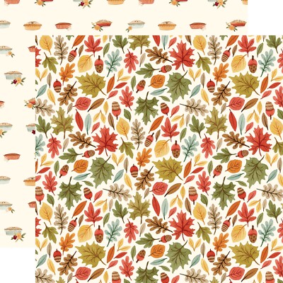 2 Sheets of Carta Bella Paper HELLO AUTUMN 12x12 Cardstock - Leaves