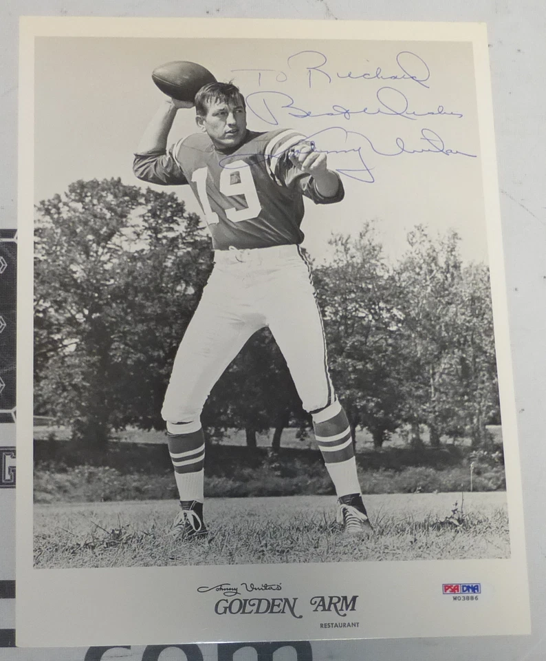Johnny Unitas Signed Colts Football 8x10 Photo PSA/DNA COA Picture Autograph HOF - Image 3 of 3