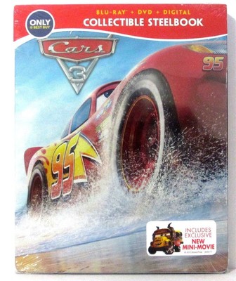 Cars 3 [ Limited Edition STEELBOOK ] (Blu-ray + DVD) Brand New Sealed Unopened