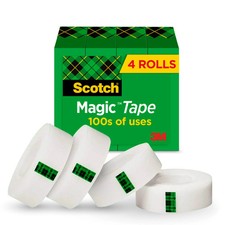 Scotch Magic Tape, Invisible, 3/4 in. x 1000 in., 4 Tape Rolls