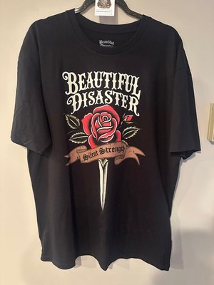 Beautiful Disaster Rose Dagger T-Shirt Black Silent Strength Graphic Tee