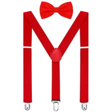 Suspender and Bow Tie Set for Men Adjustable Braces with Y Back, Diverse Colo...