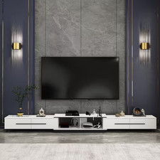 Modern Wood White Tv Media Console Entertainment Center With Adjustable Length A