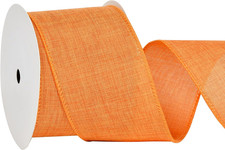 Orange Linen Ribbon Wired Ribbon 2-1/2 Inch X 10 Yards Fabric Burlap Orange Ribb