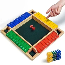 Shut the Box Dice Game Wooden Board Math Number Game Family for 1-4 Players