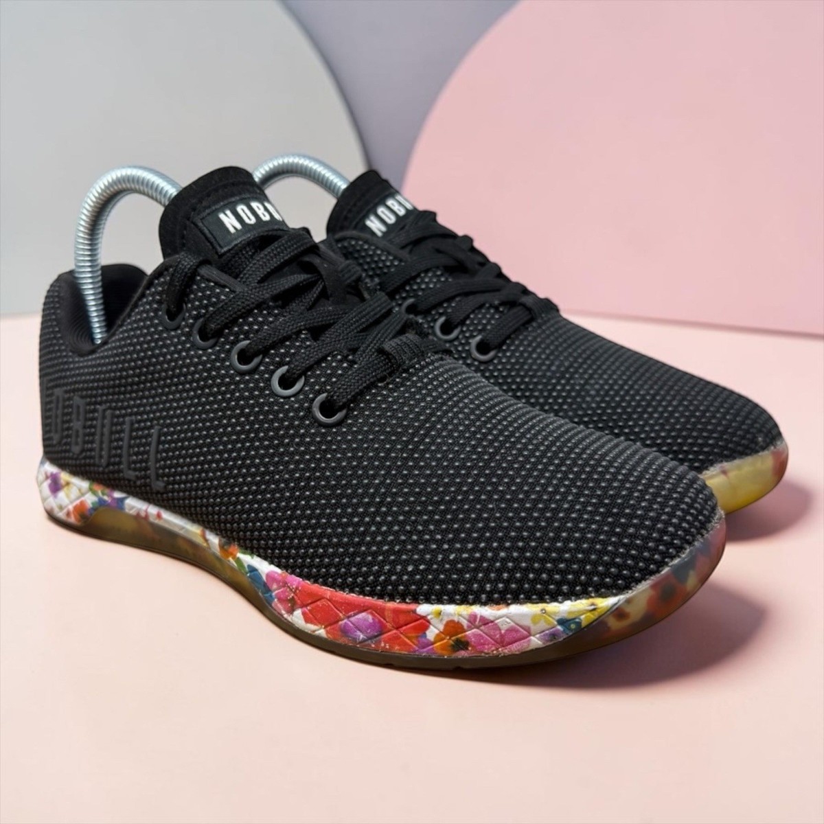 NoBull Superfabric Floral High Top Trainers Black Purple Lace Up Mens Size 6.5 You spoke. We listened. The Dark Floral Gum Trainer is the  main image 3