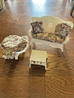 Vintage  Barbie MTC White Plastic Wicker Patio Set 1989 Loveseat Set